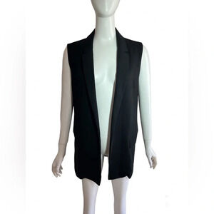 ASTR The Lavel Black Size Small Open Front Chiffon Back Sleeveless Vest Duster